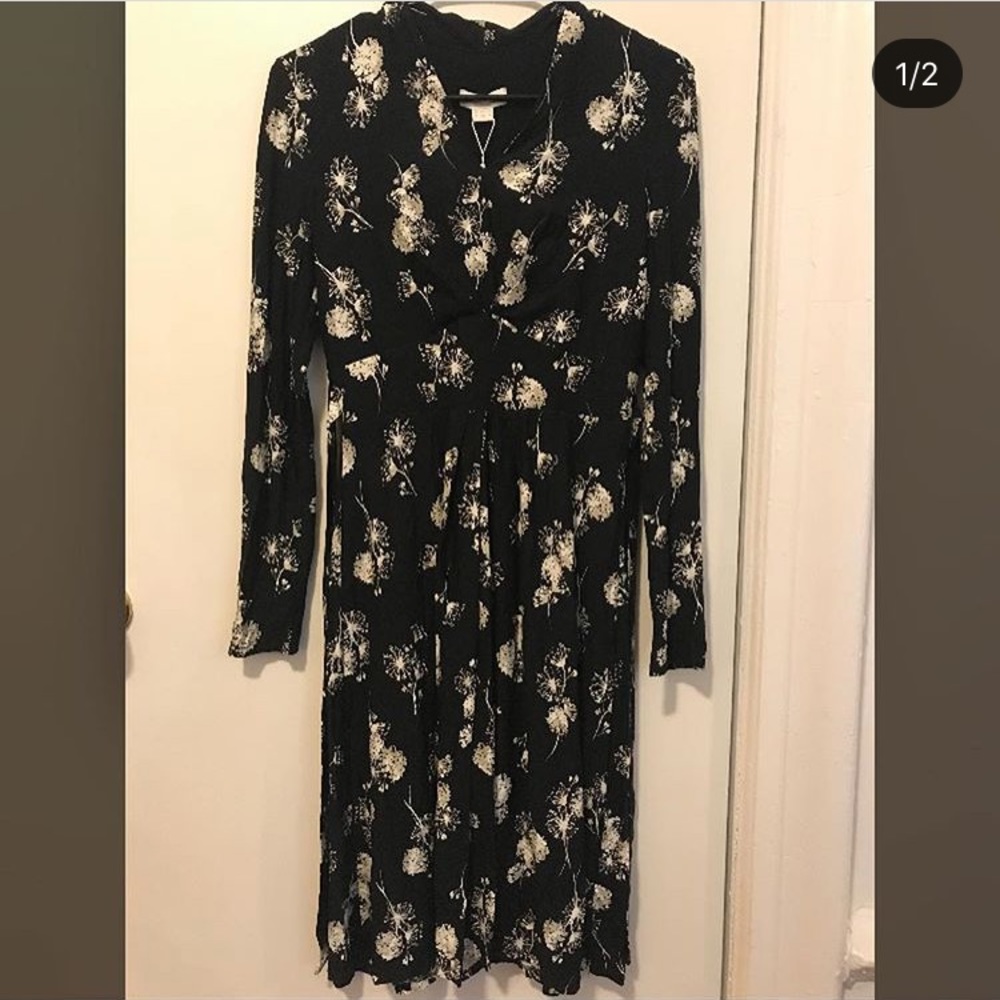 Dress with black tie belt